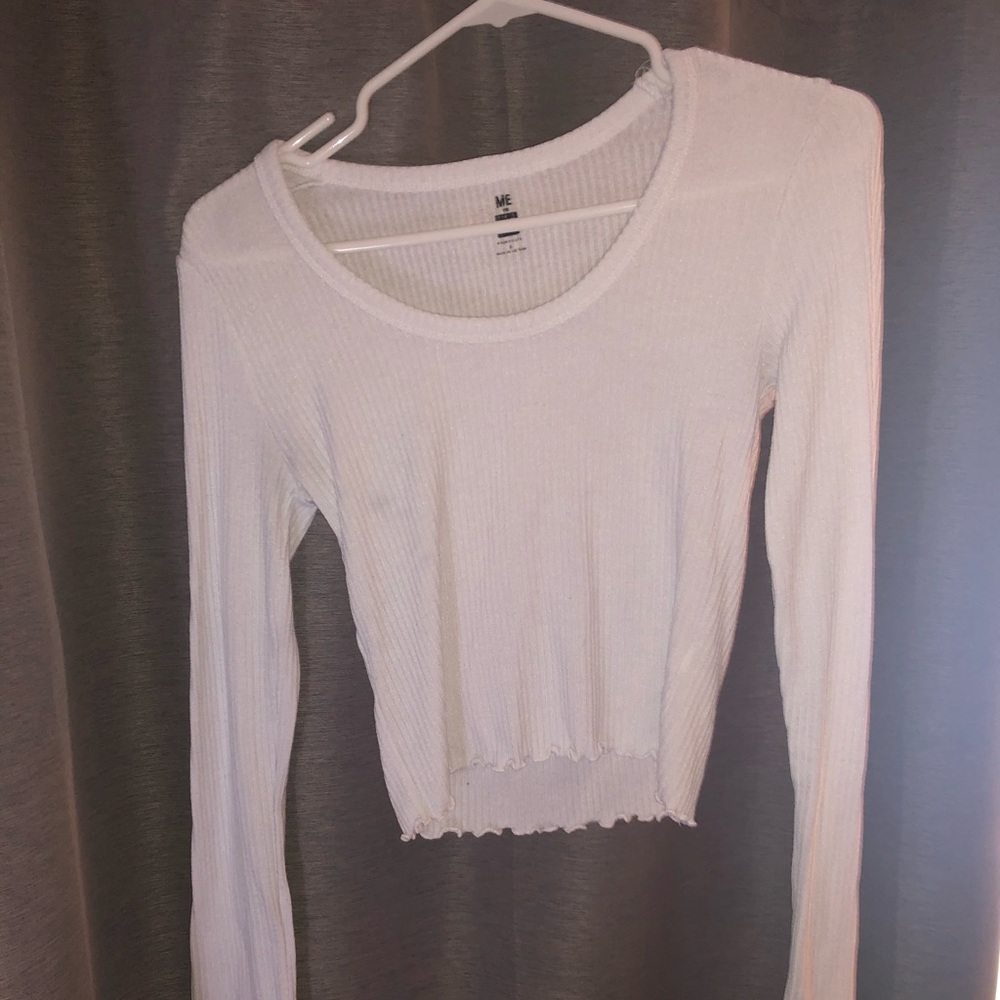 White Long Sleeve Crop Top